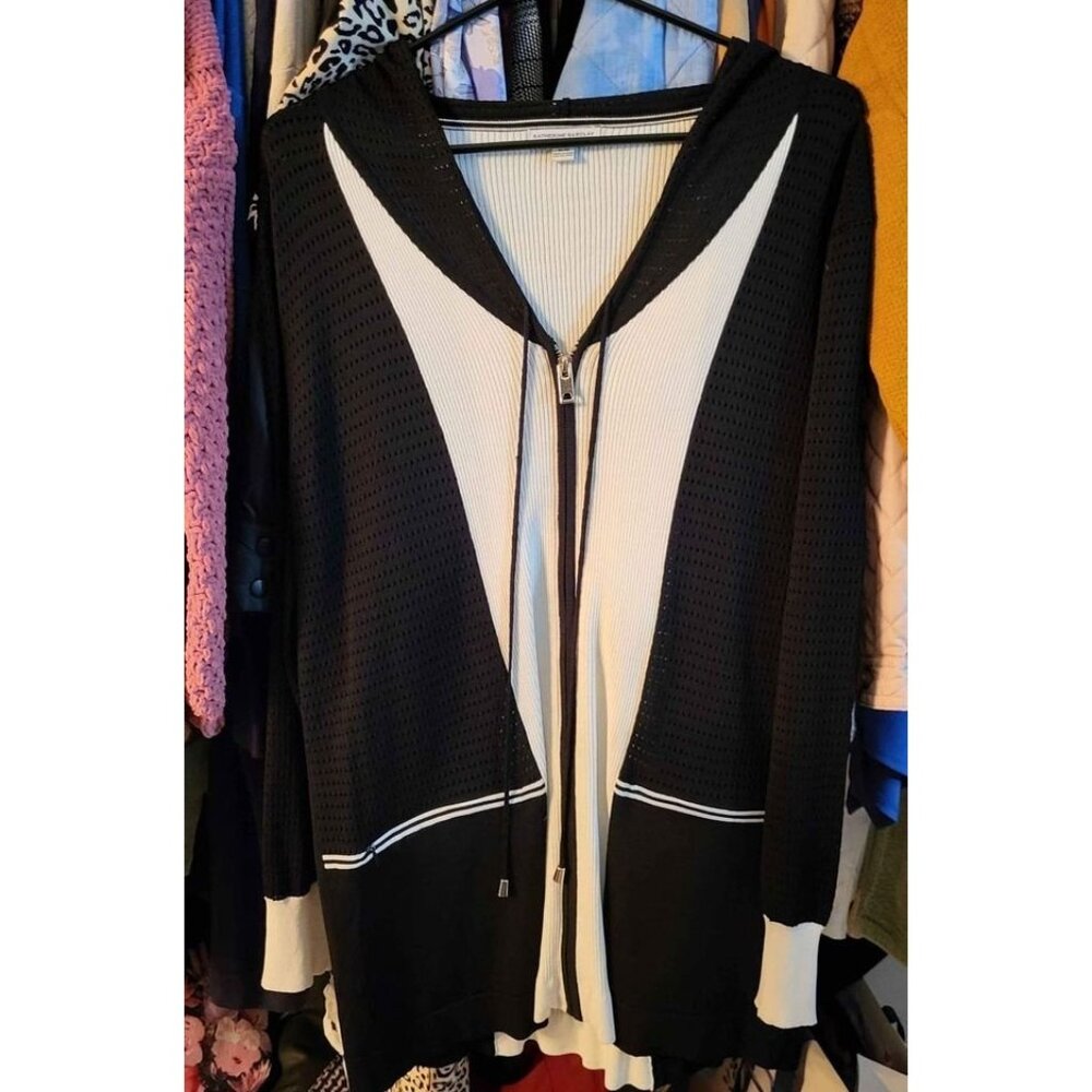 Catherine Barclay Hooded Zip Cardigan Sweater Jacket